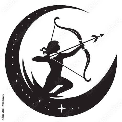 Sagittarius Vector illustration in black and white