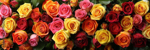 close up red yellow pink roses background  colorful roses