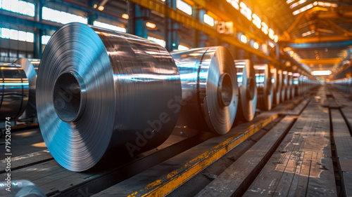 Aluminum rolls in industrial setting photo