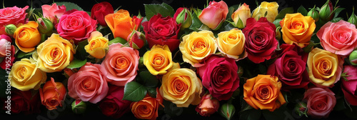 close up red yellow pink roses background, colorful roses #795207115