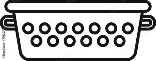 Colander kit tool icon outline vector. Cooking element. Water handle drain