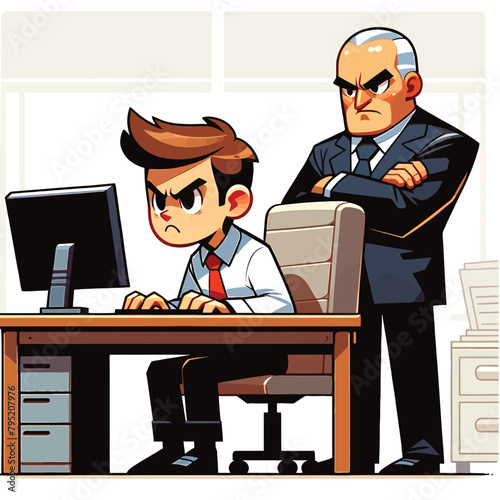 illustration of a businessman angry with a task from the boss
