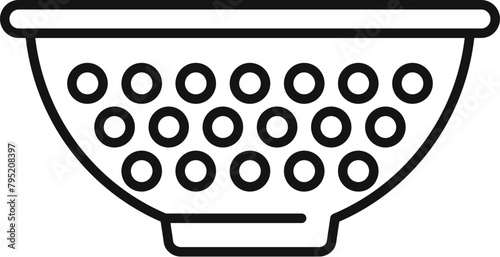 Kitchen colander tool icon outline vector. Sieve bowl. Metal dish drain