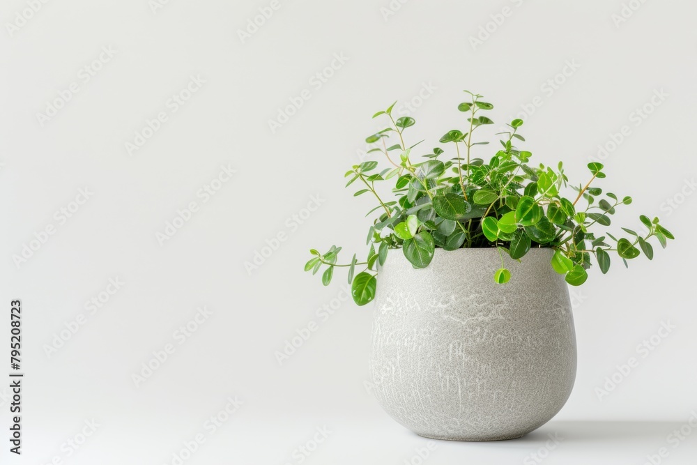 Photo of a houseplant in a painted ceramic pot isolated on white background shot in a studio. Photo of a houseplant in a painted ceramic pot isolated on white background shot in a studio.