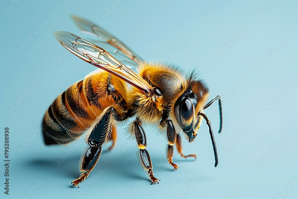 Kind bee poster on a blue trendy background Kind bee poster on a blue trendy background