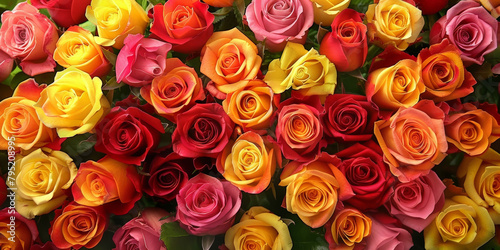close up red yellow pink roses background  colorful roses