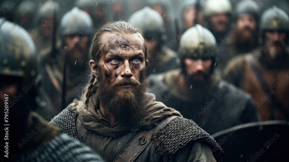 The advancing army of Viking warriors