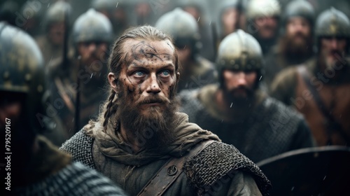 The advancing army of Viking warriors