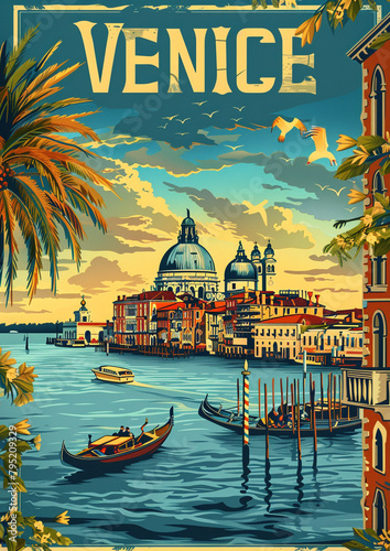 Venice poster with text VENICE in cinzel font