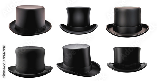 A collection of hats in black Set of png elements.