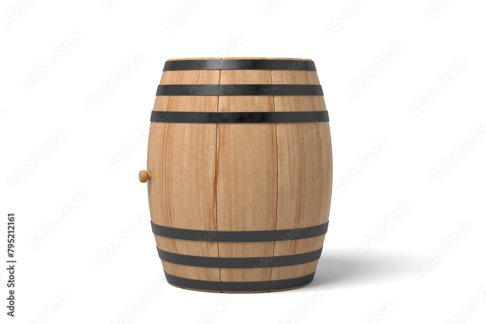 Obraz premium Wooden barrel on white background isolated