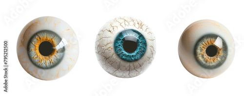 Three eyes with different colors and sizes Set of png elements.