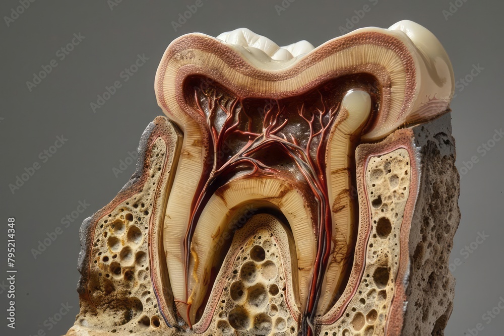 Foto de Cross-section of a tooth with advanced caries, exposing the ...