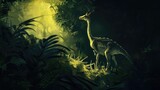 AI-generated majestic dinosaurs in a prehistoric landscape. Iguanodon. Vivid colors and details bring these ancient creatures to life. The concept of time when dinosaurs ruled the Earth.