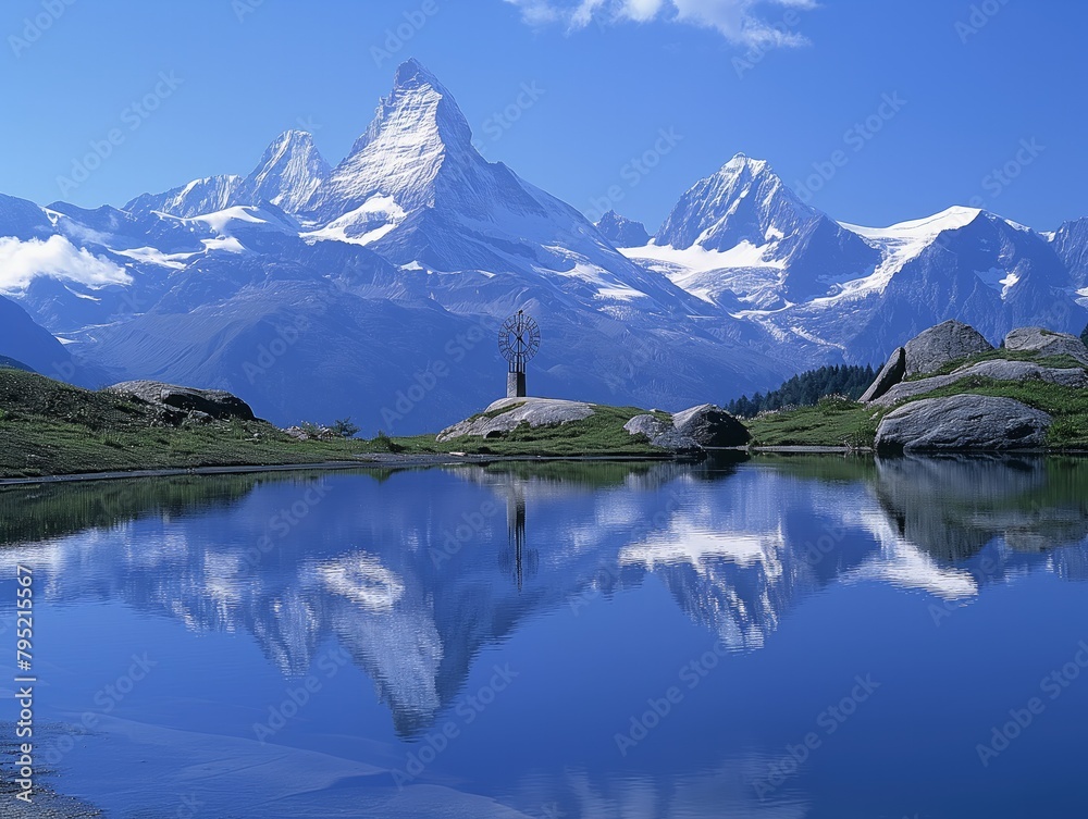 A mountain range with a large mountain in the background and a small mountain in the foreground