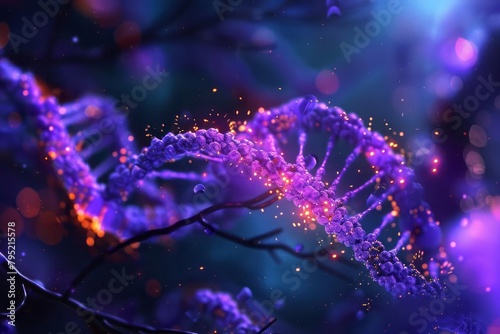 Microscopic view of CRISPR-Cas9 gene editing, molecular precision, biotech revolution