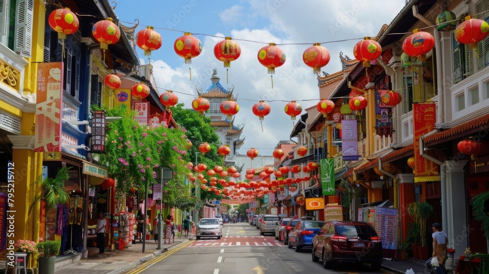 A vibrant Chinatown district with ornate pagodas and bustling markets, its colorful streets and exotic flavors offering a tantalizing glimpse into a rich and diverse culture.