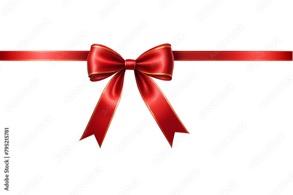 Realistic red bow and ribbon holiday decoration on transparent background. Festive embellishment for Christmas designs, cards, and graphics. Realistic red bow and ribbon holiday decoration on transparent background. Festive embellishment for Christmas designs, cards, and graphics.