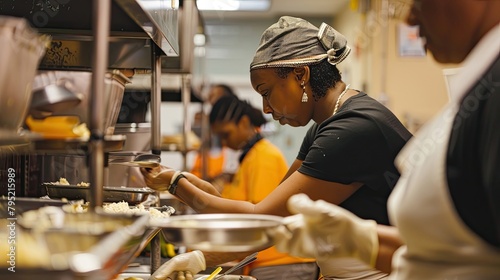 Nonprofit organization providing job training to break line between the poor and middle segments of population. Charity, blacks, African Americans. Concept of helping poor people. Generative by AI