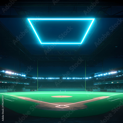 Striking Neon Illumination of a Major League Baseball Field at Night - Professional Rendered Image