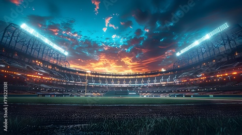 Nighttime Energy: A Modern Baseball Stadium Illuminated for a Thrilling Game photo