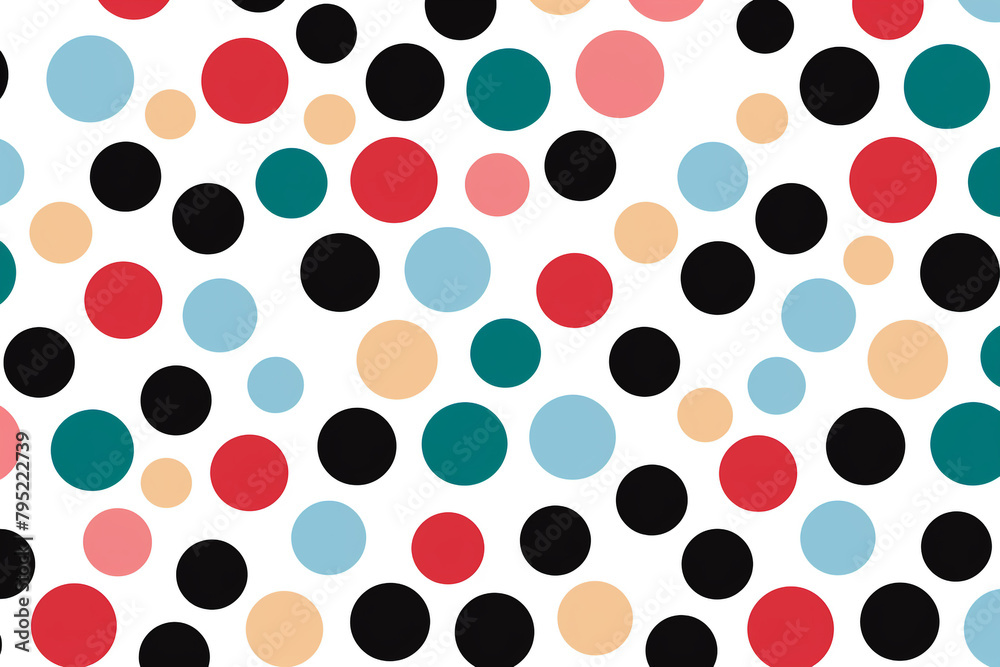 Fototapeta premium Seamless pattern of multicolored polka dots on a white background