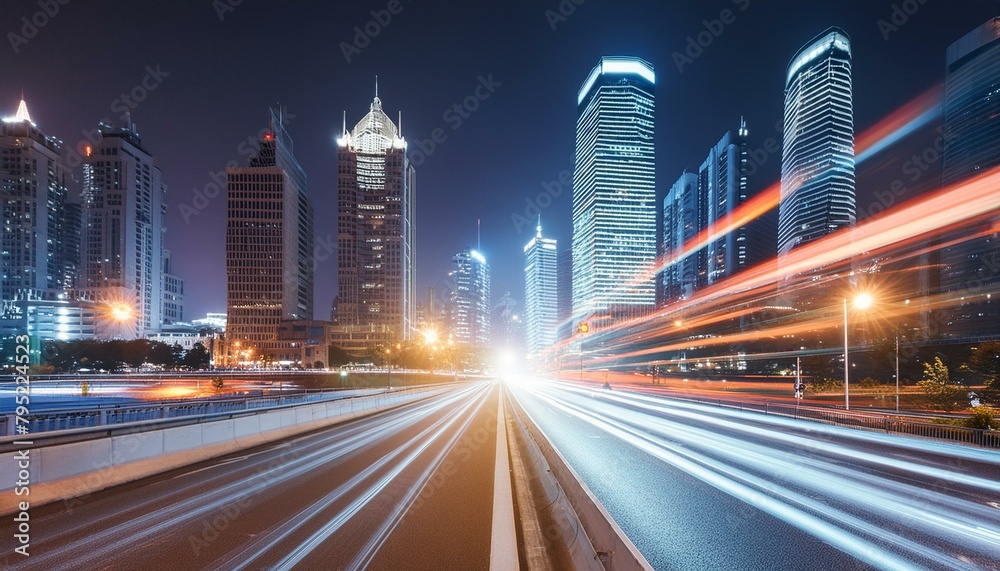 Abstract Urban Speedscape: City Lights in Motion Blur