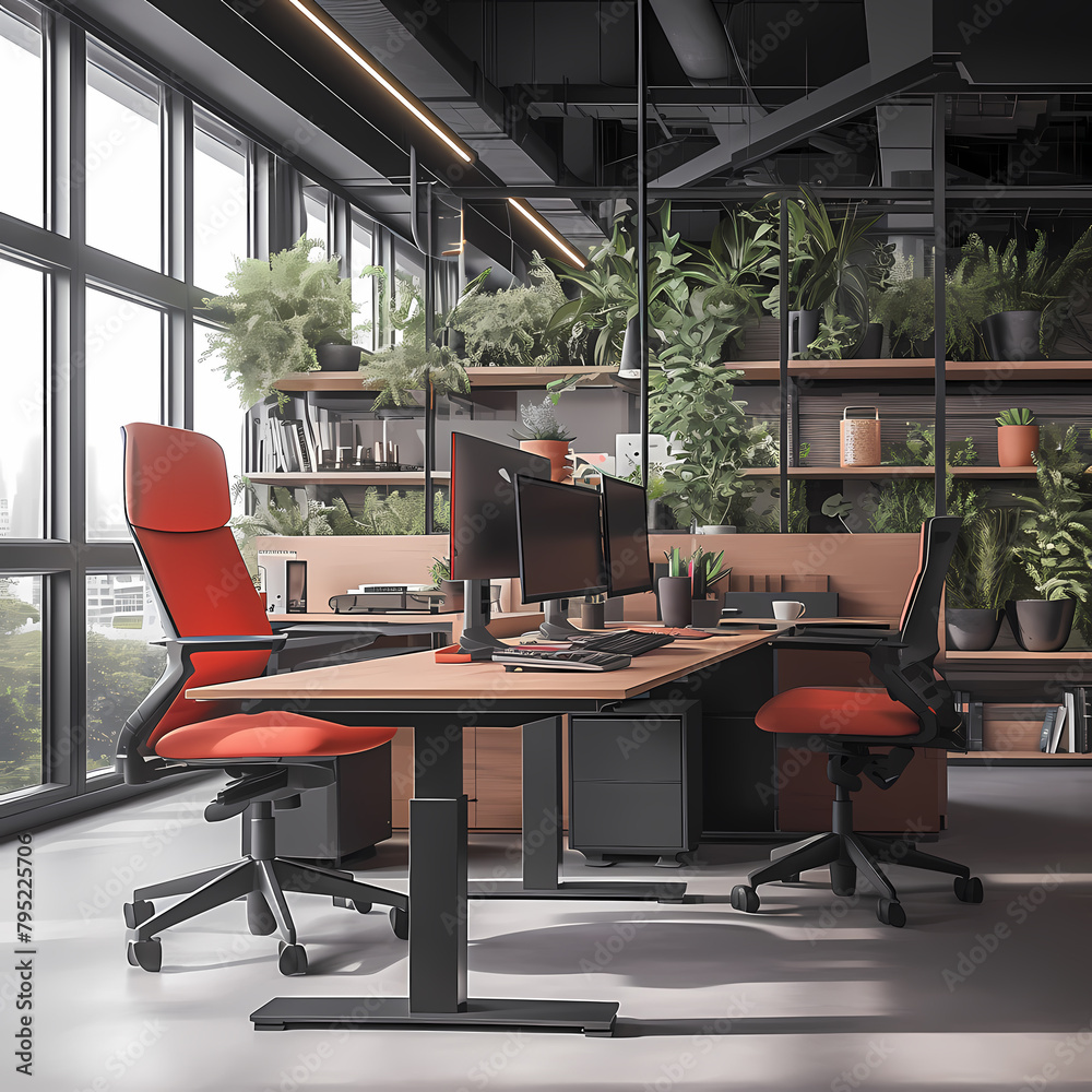 Contemporary Workspace with Natural Elements for a Healthy and Productive Environment