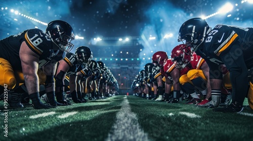 American Football Championship. A race full of brutal energy, power, imagining the field in stunning light.