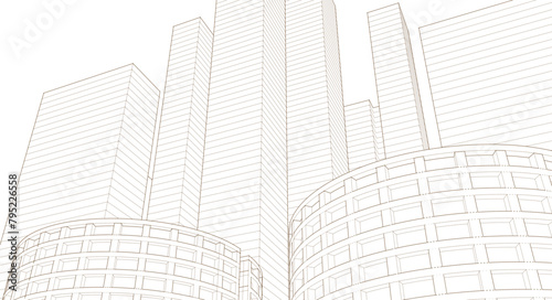 modern architecture metropolis 3D illustration