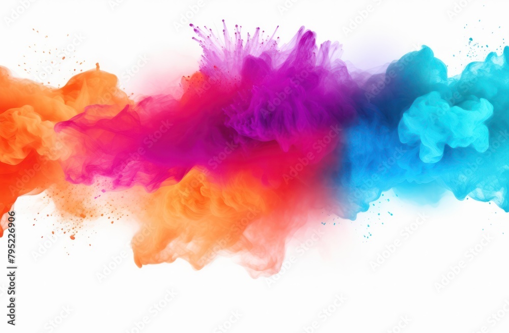 abstract powder splatted background. Colorful powder explosion on white background