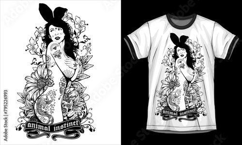 flower sexy women white t-shirt design