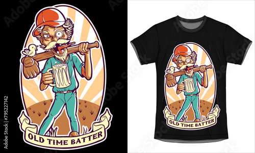 Old time batter t-shirt design for you