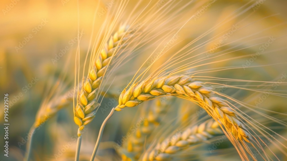 Fototapeta premium Wheat field close-up view