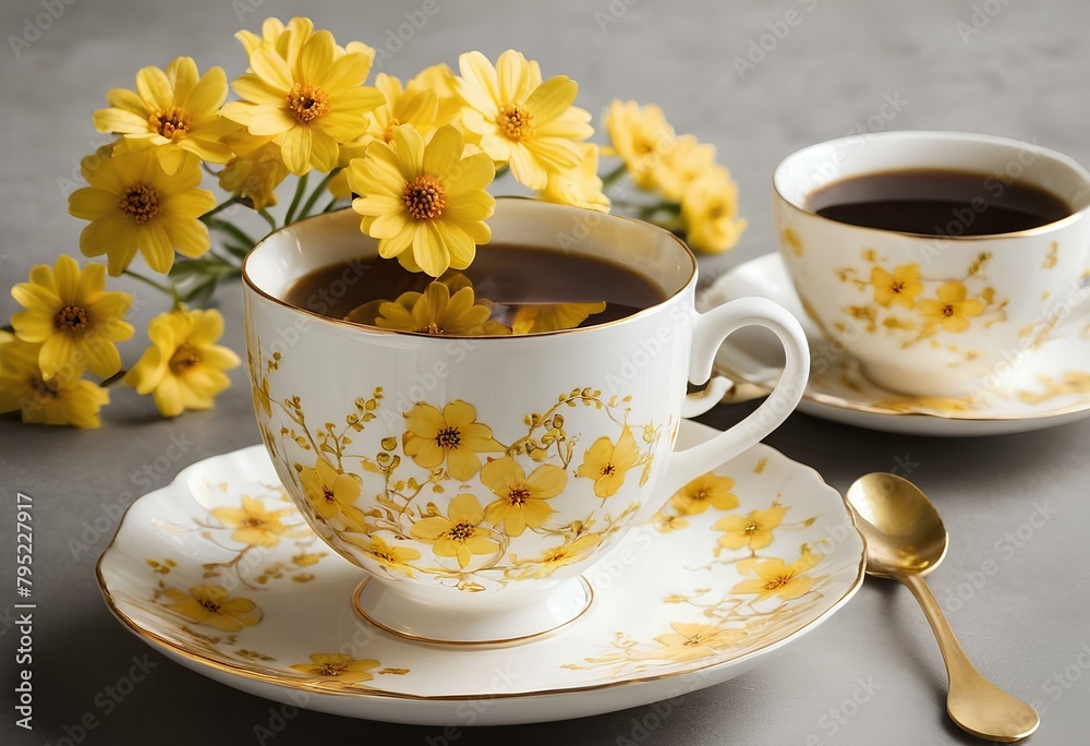 Cup Of Coffee With Yellow Flowers Art Print
Cup Of Coffee With Yellow Flowers Art Print