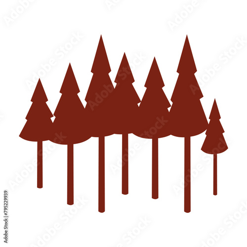 Pine forest icon. Flat style. Silhouette of tree and forest illustration design. Plant and nature design elements. Natural background elements for your design needs.