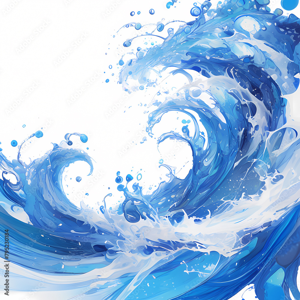Vivid Blue Ocean Wave Splash, Dynamic and Powerful Water Movement Stock ...