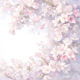 Ethereal Cherry Blossom Wedding Arch - Serene and Dreamy Aquarelle PNG Illustration with Charming Parchment Style