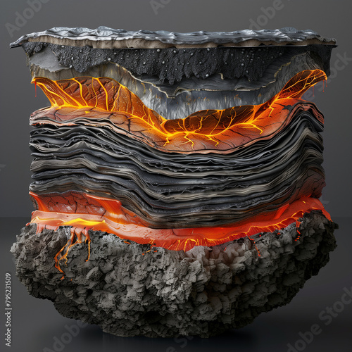 a cross-section of the Earth showing layers and a magma core