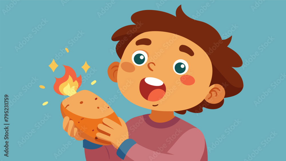 As a child takes their first bite of a roasted sweet potato their face lights up in surprise and delight at the delicious and unexpected
