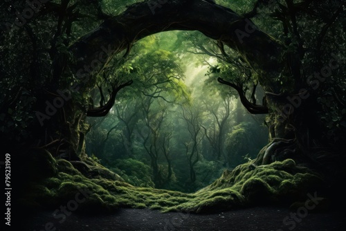 Green natural tree archway forest landscape woodland