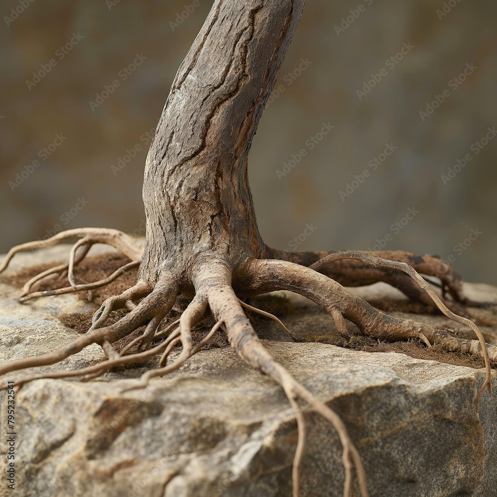 tree with exposed roots on a rock