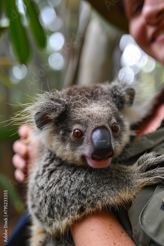 Dedicated volunteers engaged in wildlife rescue and rehabilitation efforts, nurturing injured creatures and facilitating their return to natural habitats photo