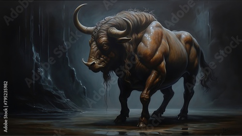 Astral Enigma: The Enigmatic Minotaur on Canvas photo
