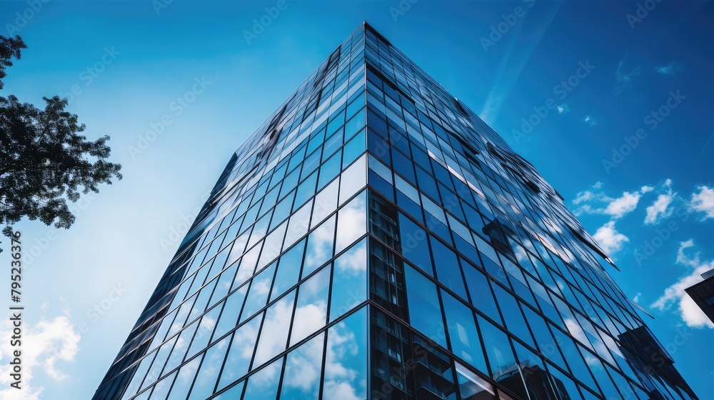 a tall building with a blue sky in the pexels contest glass low angle hd