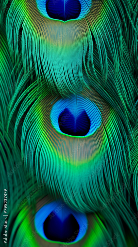 Fototapeta premium Beautiful peacock feather pattern background picture 
