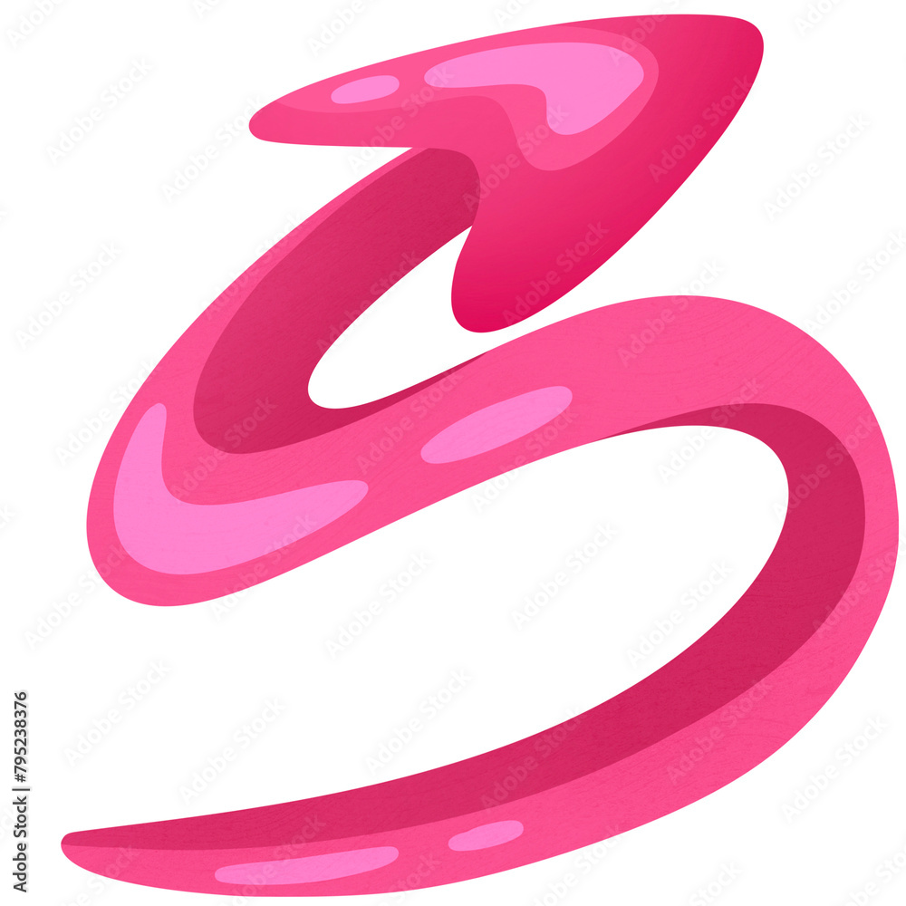 Arrow right and up. Swirling direction icon. Pointer for website. Interface element pink colors. Arrow right and up. Swirling direction icon. Pointer for website. Interface element pink colors.