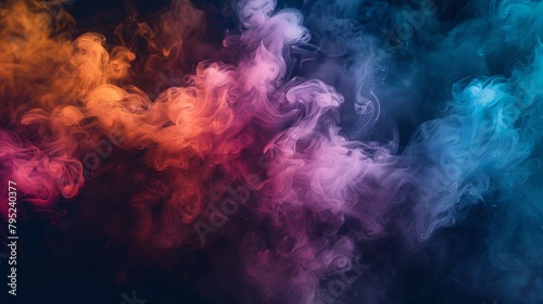 Colorful smoke swirl in the darkness