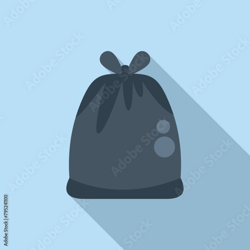 Plastic trash bag icon flat vector. Clean urban general. Pollution reuse