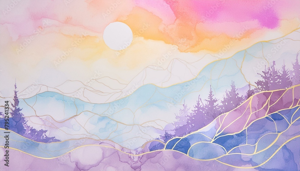 Fototapeta premium Rustic Reflections: Stone and Marble Watercolor Texture